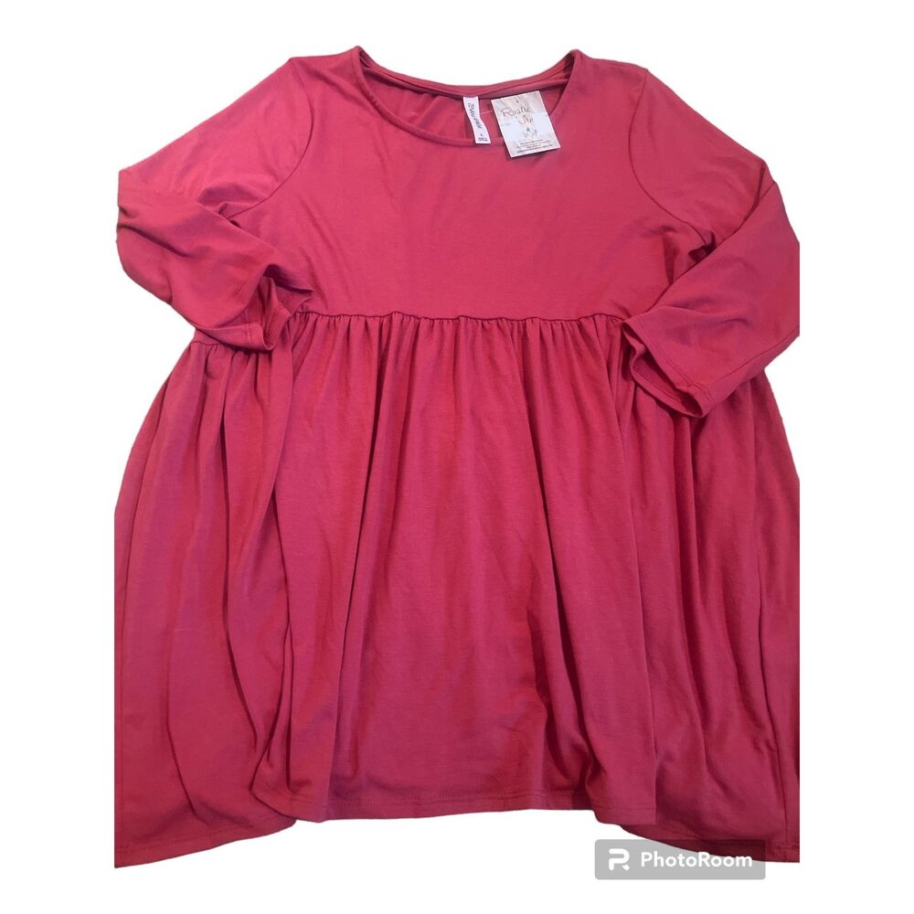 Zenana Premium Large Blouse Baby Doll 3/4 Sleeve Soft NWT